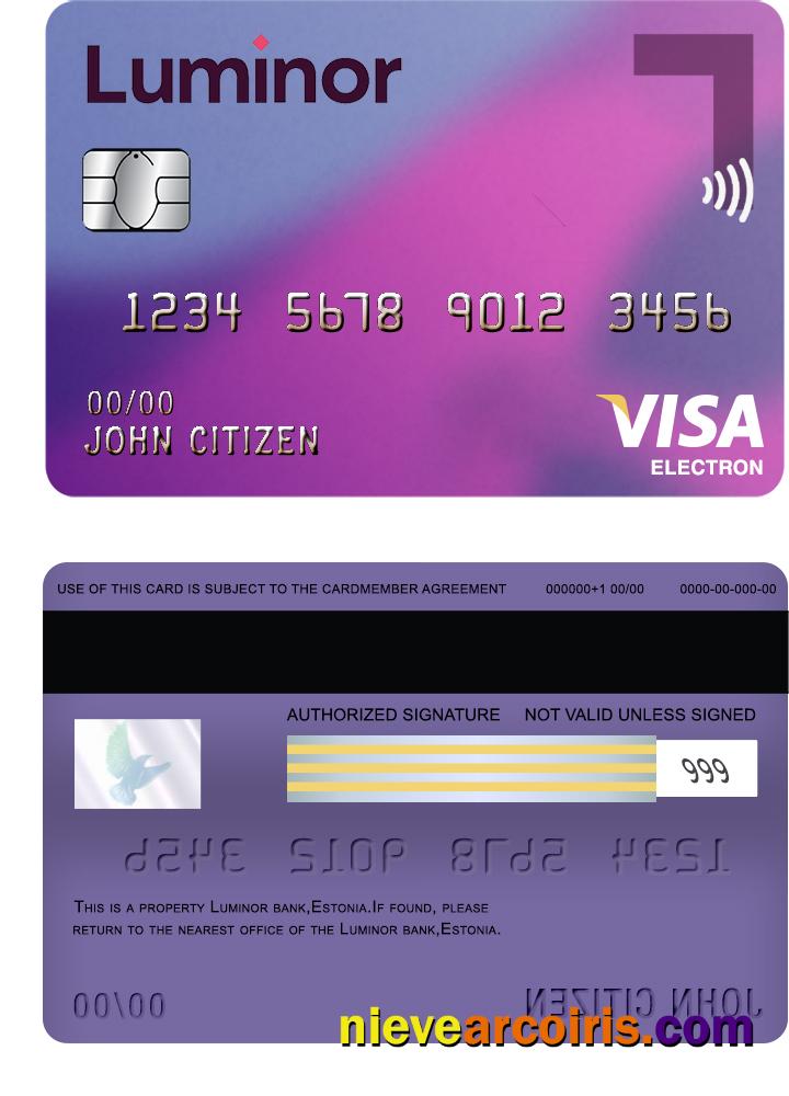 Estonia Luminor Bank visa electron card card